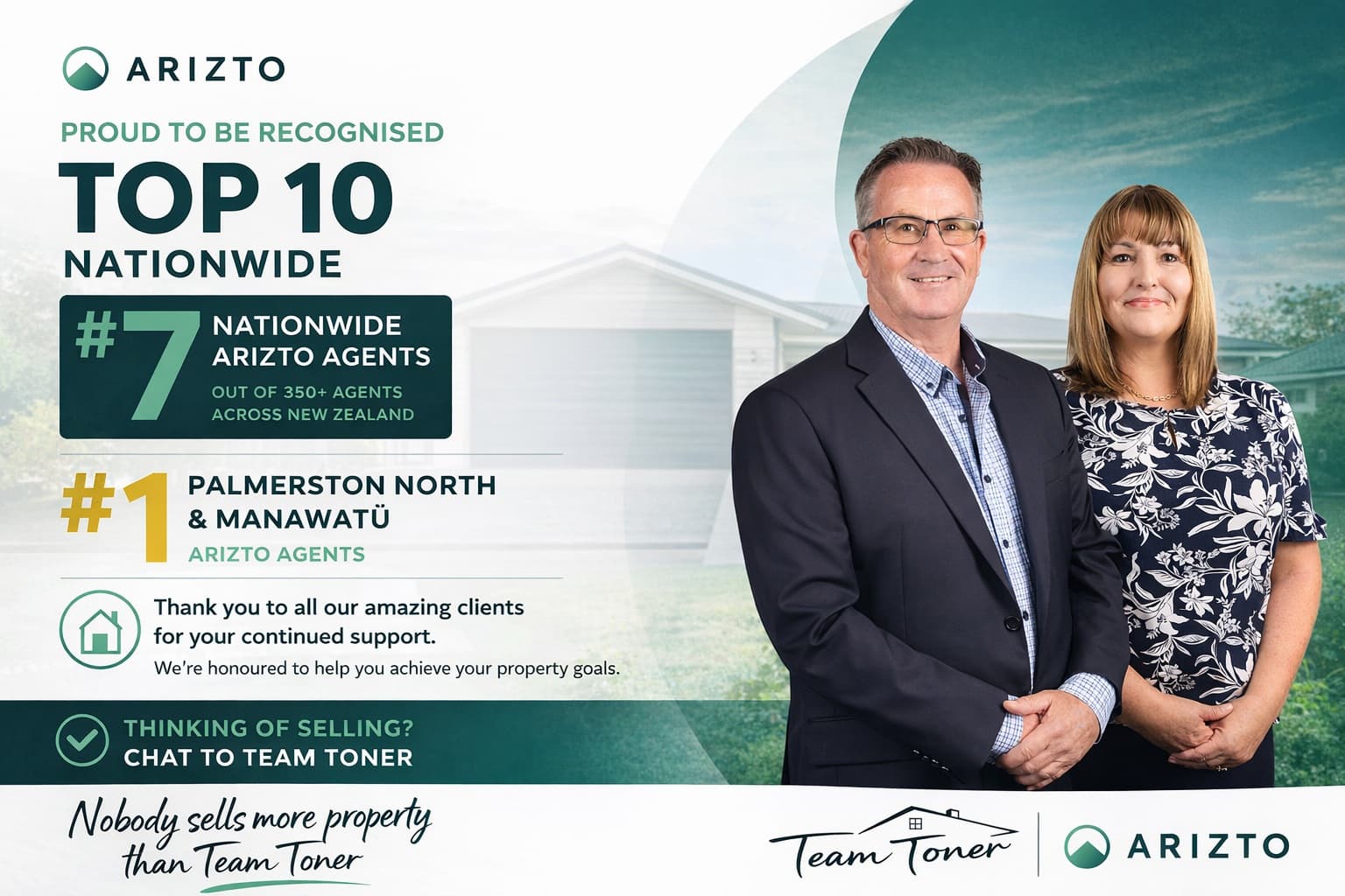 Team Toner recognised in the top 10 Arizto agents nationwide